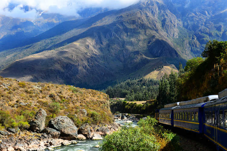 Railway to Machu Picchu through mountains and rivers
